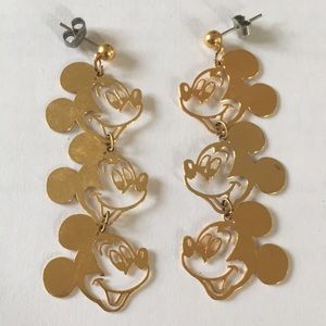 Vintage 1990’s Golden Triple Mickey Mouse Earrings